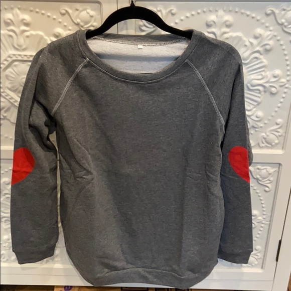 Red heart on the elbows sweatshirt L NWT - Picture 2 of 3